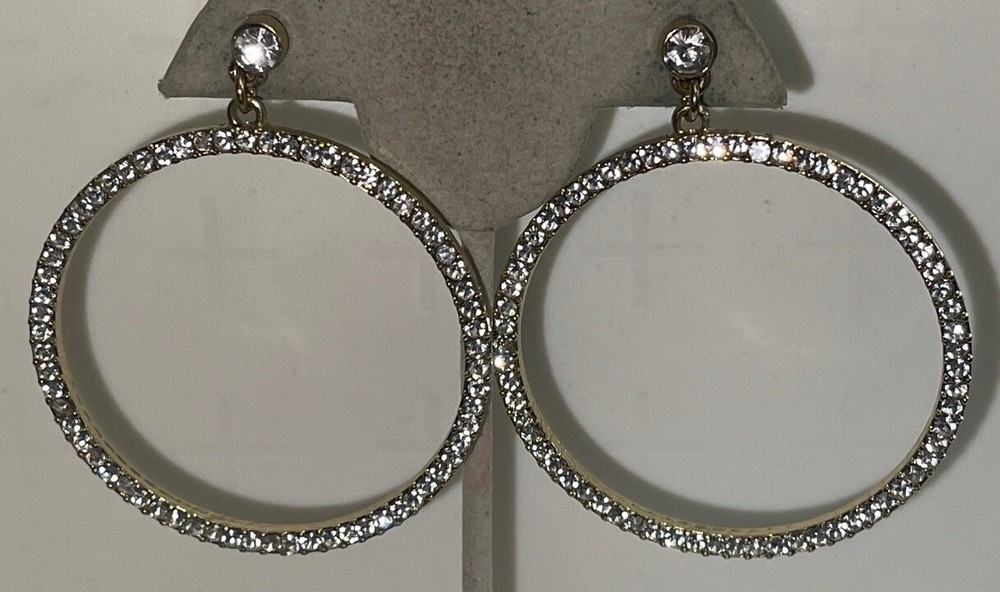 Vintage Signed SUGARFIX Gold Tone Rhinestone Pierced Earrings Z-30