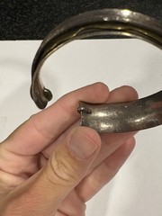 De Robertis Designs Modernist Mixed Metal Sterling Silver Bangle Cuff Bracelet