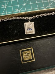 Vintage General Motors Blue Gems 10k White Gold Filled Service Award Bracelet 7″