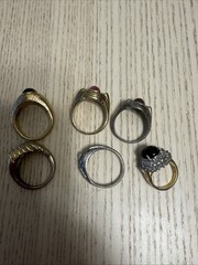 Vintage Retro Signet Ring Lot 6pc Chunky Mid Century Boho Gold Silver Tone Y2K
