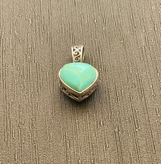 Vintage Sterling Silver 925 & Turquoise Heart Pendant