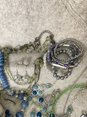 Vintage & Modern Costume Jewelry Lot Curated Collection ALL WEARABLE Blues