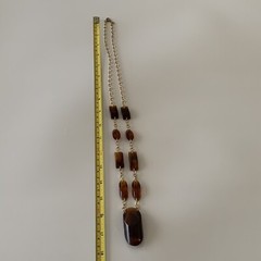 Vintage Lucite beaded 3D Pendant Necklace 36″ Long MCM
