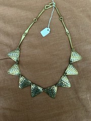 Vintage 80’s Brass Geometric Chocker Necklace Gold Tone