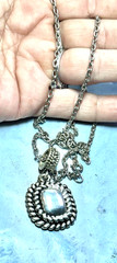 Vintage Silver Tone and Square Pendent Necklace, Signed BEST, 30″