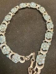 vintage CORY rhinestone necklace Signed Aqua Blue Beautiful Stones Pre-Loved