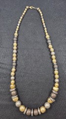 Vintage Y2K Chunky Mixed Metal Statement Necklace | 26″ Geometric Bicone Bead