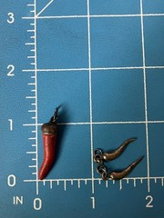 Vintage Red Coral Silver Cornicello Charms Lot 3 Lucky Italian Horn Amulets