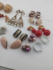 Vintage LOT of 13 assorted styles and materials clip-on earring pairs