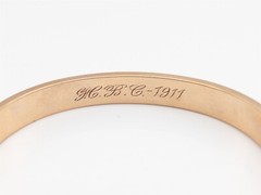 Antique Signed $5000 1911 10mm 10k Yellow Gold ENGRAVED Bangle Bracelet 14g RARE