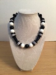 Arthur David Signed Black & White Various Size Beaded Necklace