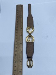 Gucci Vintage Interlocking G Gold Tone Brown Leather Bracelet 8.125″ COA