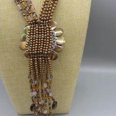 Joan Rivers Starlet Necklace Beaded Browns Flower Dangles Bold Statement