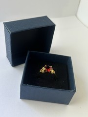 Vintage Red Cubic Zirconia Ring Gold Plated Womens Size 9