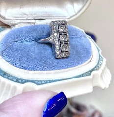 Antique Art Nouveau Style Lab Created Diamond Circa Engagement 14K Gold FN Rings