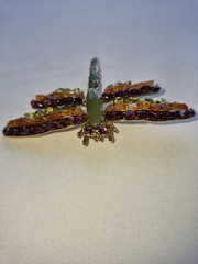 Vintage SWOBODA Multi Gemstone Dragonfly Brooch Pin Ruby Jade Garnet Peridot