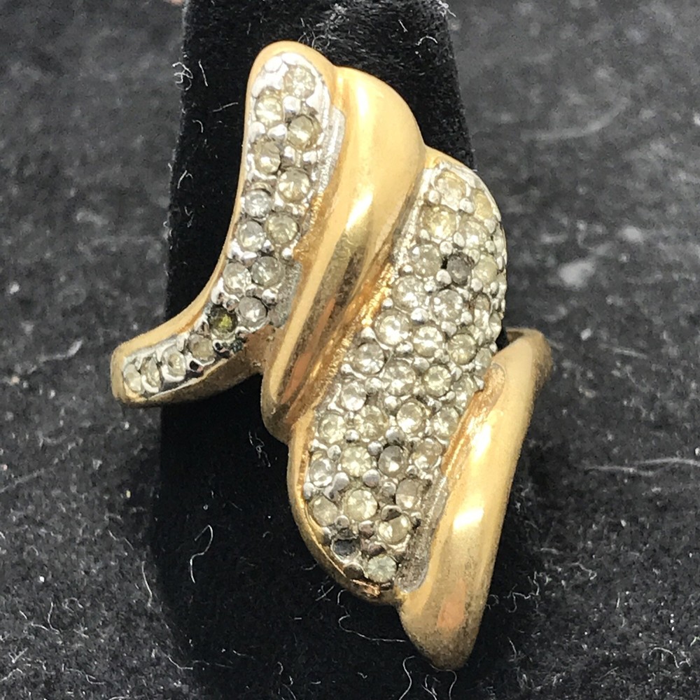 Vintage 18KT HGE Gold Plated with Crystal’s Statement Ring varied sizes