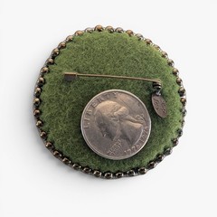 Vintage Piaf Design Beaded Felt Brooch Czech Artisan Handmade 2.25″ Diameter