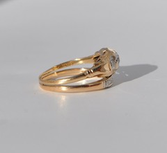 Antique Old 14k Solid Gold Natural Mine Cut Diamond Ring Band – Wedding Set 7.25