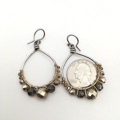 Vintage Sterling Silver Beaded Teardrop Hook Dangle Earrings 925 Tested 9.3g #10