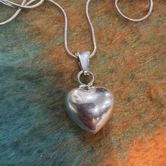 Harmony Fairy Angel Baby Bells Caller Sterling Silver Puffy Heart 30” Necklace