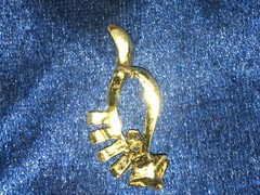 Antique Open Leaf Slide Abstract Baguettes Amber Color Rhinestone 1.5″ Pendant