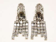 Vintage Signed Weiss Rhinestone Crystal Earrings Dangle Clip On Prong D5374