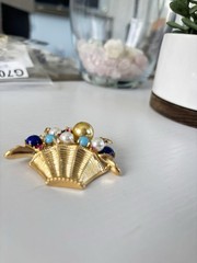 Lapis Lazuli Flower Basket Brooch