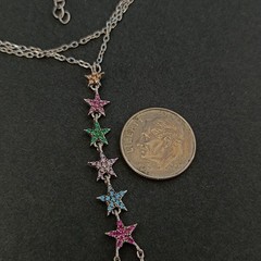Hand Chain Bracelet Sterling Silver Slave Bracelet Ring Connected Stars Crystals