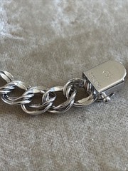 Vintage Marathon Co. Sterling Silver Double Curb Link Chain Charm Bracelet