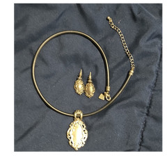 Vintage Cookie Lee Silver-Tone Collar Necklace & Drop Earrings Jewelry Set