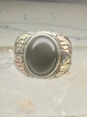 Black Hills Gold ring onyx leaves band size 11 sterling silver women men