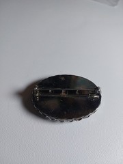 Natural Stone Oval Brooch Silver-tone Pin