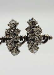 Crystal Earrings Cluster Silver Tone Clip Vintage 1 in #A