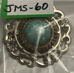 Vintage Gold Tone Blue Cabochon Brooch Pin JMS-60