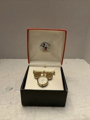 Mickey & Co by Napier Vintage Gold Tone MM Silhouette Lapel Pin Watch 12409