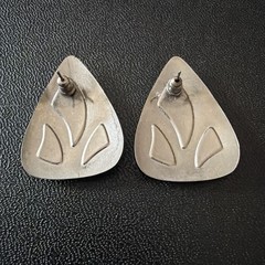 Vintage Silver Tone And Enamel Pierced Earrings Blue And Off White