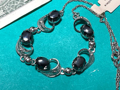 Sorrento Sterling Hinged Clamper Necklace New old stock in box hematite stones