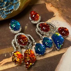 Vintage Abstract Statement Earrings Colorful Lucite Art Runway Jewelry