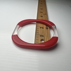 Vintage 70s 80s Round Square Lucite Resin Acrylic Bangle Bracelet Clear Red Mcm
