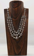 Robert Rose Art Deco Necklace Clear Acrylic Faceted Beads Layered 3 Row Couture