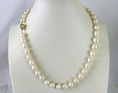 Vintage 14K Cultured Circled Graduated 8.5 ~11.4mm Pearl Strand Necklace 18.5″