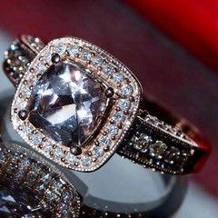 14k rose gold ring 1.45ct morganite natural diamond sz 7 halo 5.50g LeVian N3040