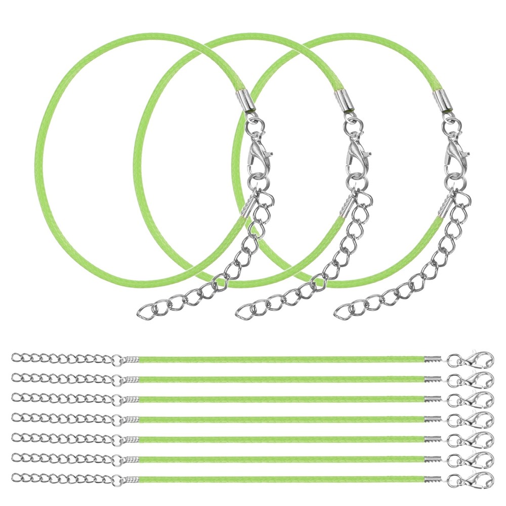 10 PCS Fluorescent Green Bracelet Cord, 9″ 1.5mm Cord with Clasp for Bracelet