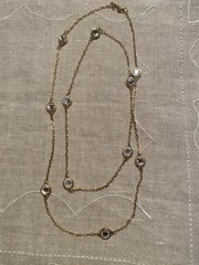 Swarovski Vintage Imber Strand Bezel Set Round Crystals In Gold Tone 36”