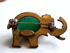 Vintage WRE 1/20 12K Gold Filled Elephant with Carved Scarab brooch