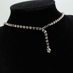 Vintage Crystal Glamorous Clear Rhinestone Collar Bib Necklace Adjustable