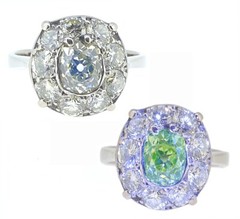 Vintage 1940s 2.72 Ct. Fancy Intense Yellowish Green Chameleon Diamond Ring