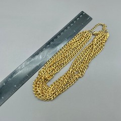 Vintage Necklace Women Gold Tone Multi Strand Chunky Curb Chain Statement 15″