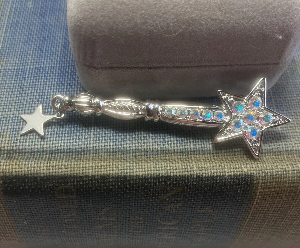 Kirks Folly Aurora Borealis Silver Tone Star Wand Pin